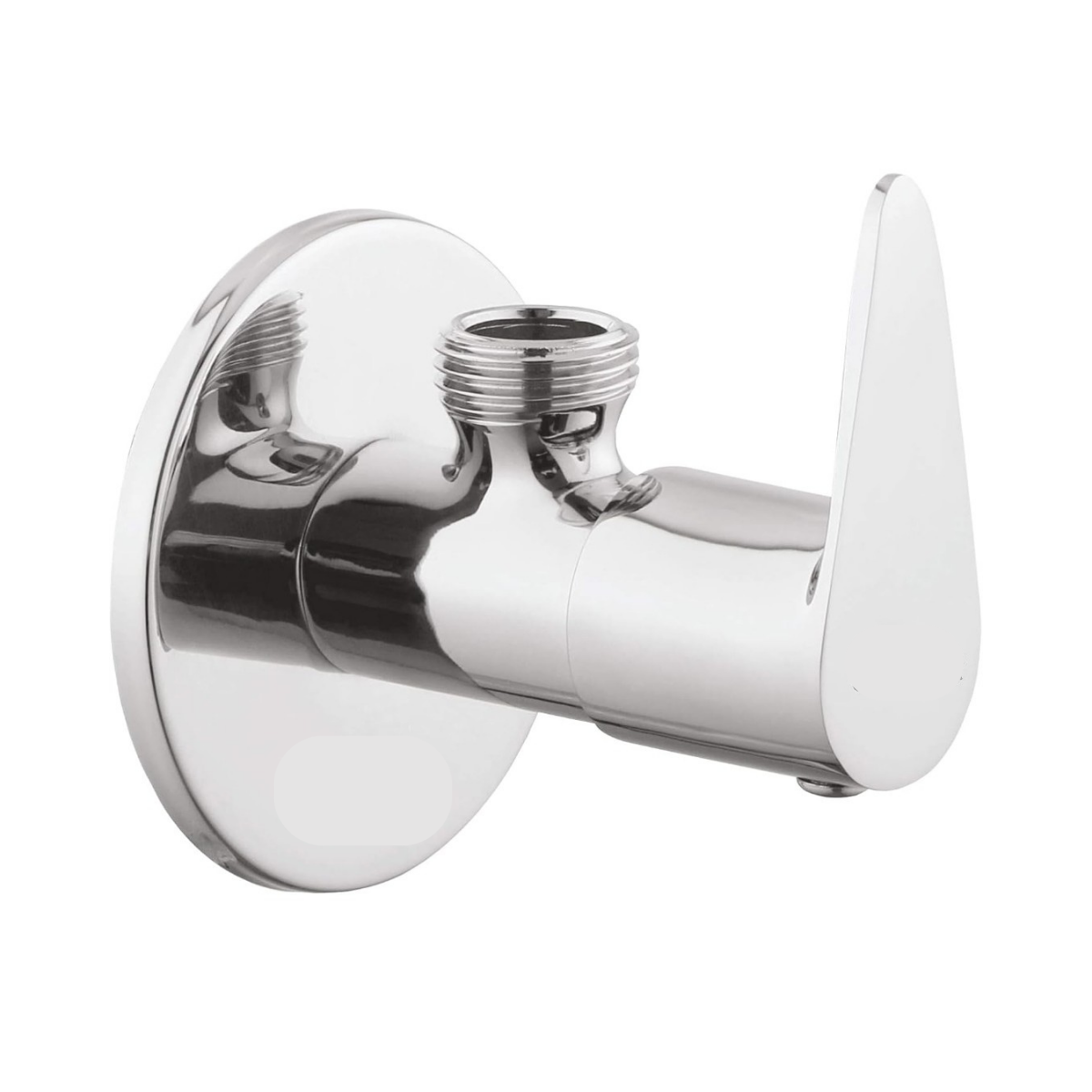 Angle Cock Brass with flange Chrome Silver