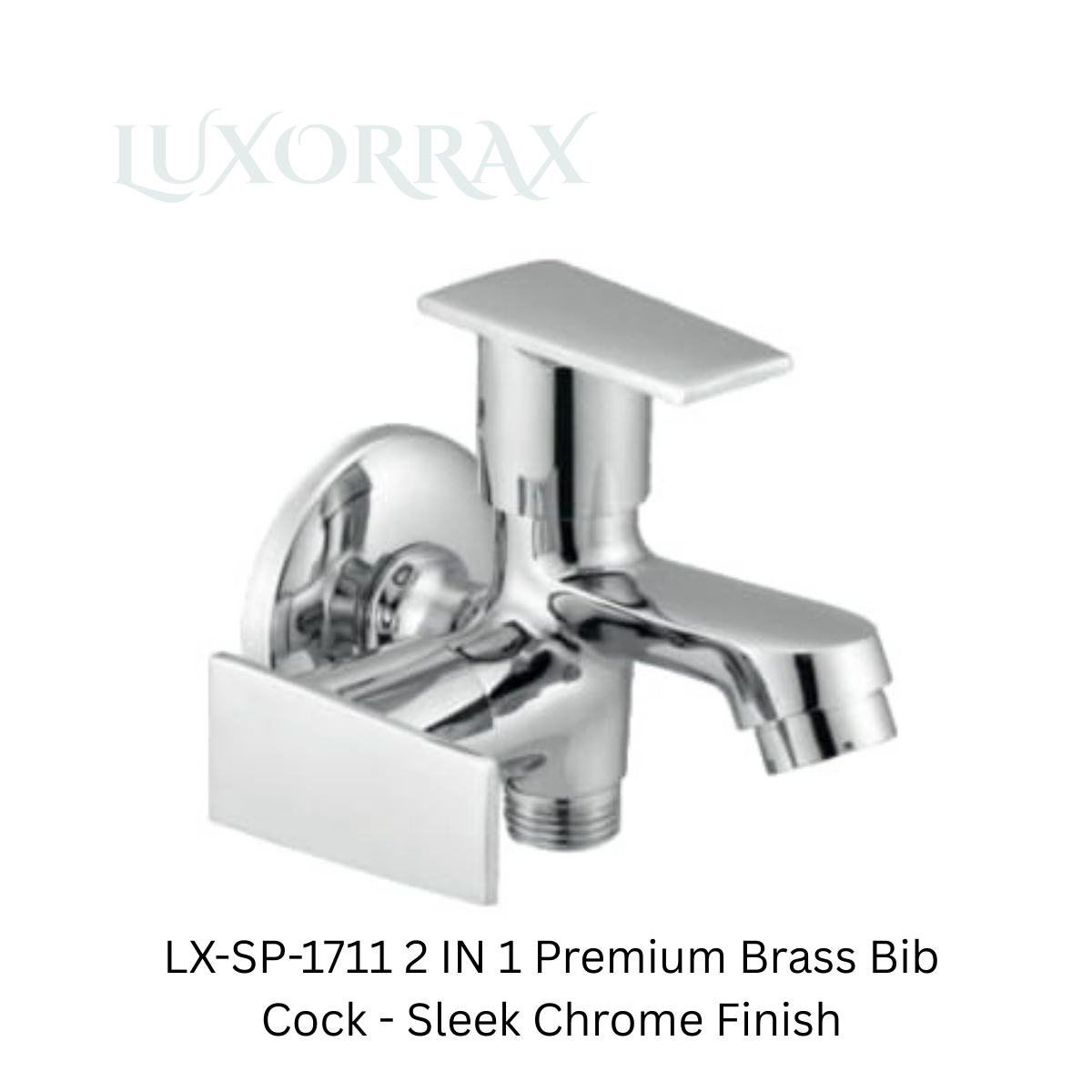 LX-SP-1711 2 IN 1 Premium Brass Bib Cock Sleek Chrome Finish