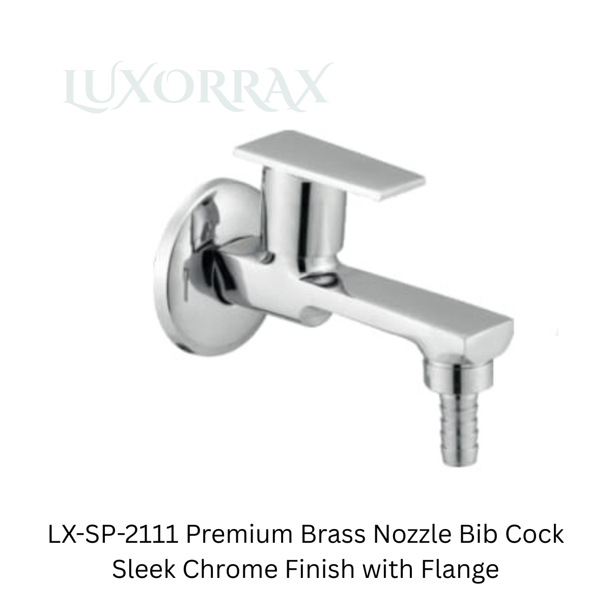 LX-SP-2111 Premium Brass Nozzle Bib Cock Sleek Chrome Finish with Flange
